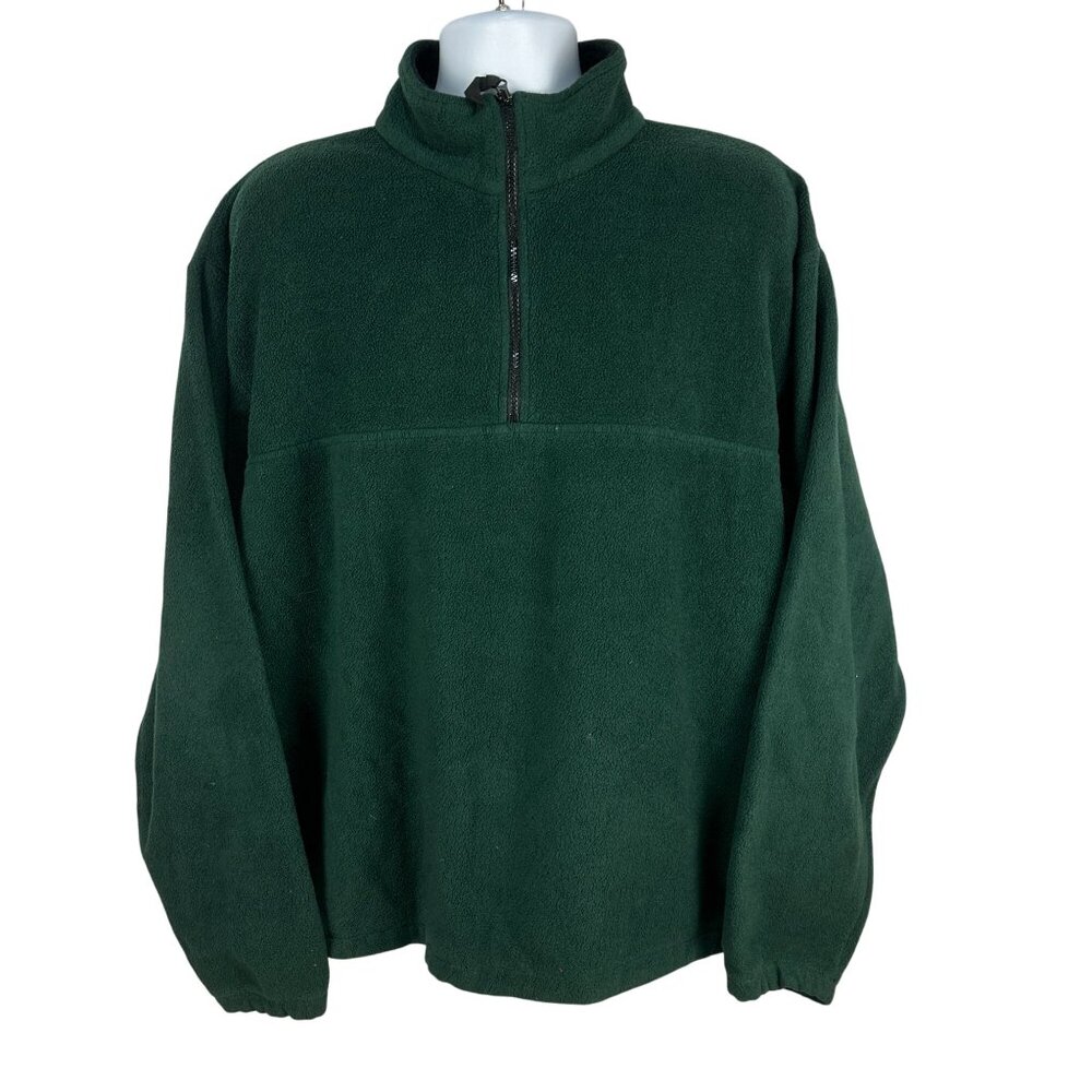 Prospirit Green Fleece Pullover Jacket Size Large 100% Polyester